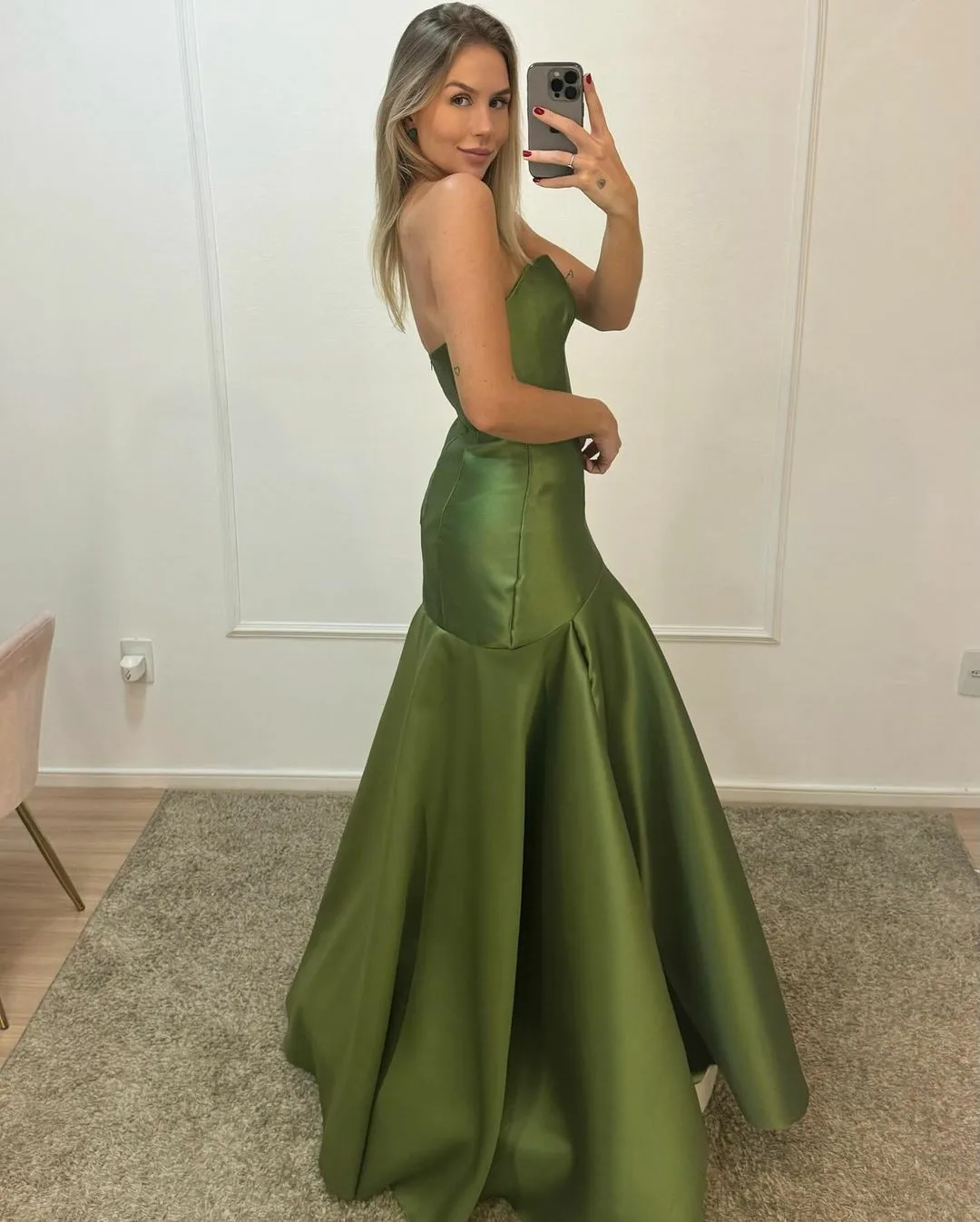 Msikoods Green Elegant Evening Dresses A Line Sweetheart Formal Occasion Dress Graduation Gown Satin Ruched Women Prom Dresses