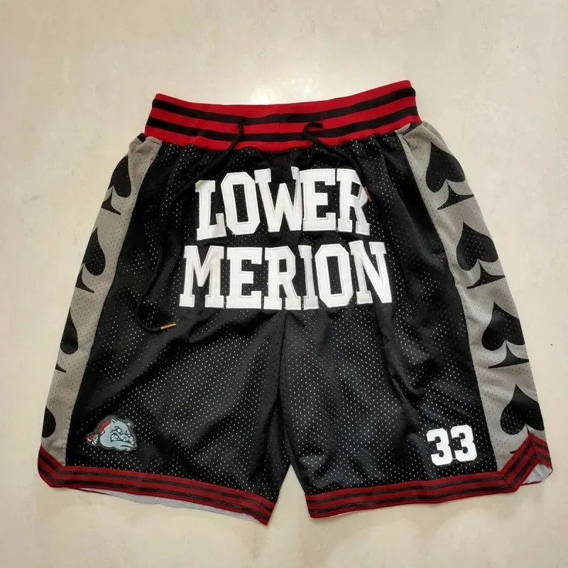 Basketball Shorts Oversize Men Lower Merion High School Embroidery 33 Bryant Street Hip Hop Pocket Sport Middle Beach Pants