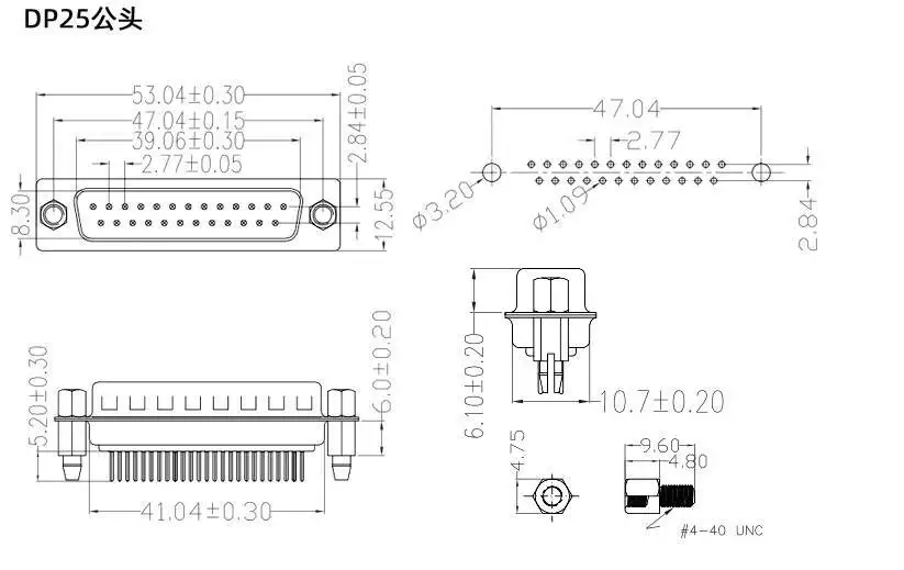 2 Stück DP9 Pin Rivet Fishhook Typ DB9/15/25/37 Stecker und Buchse Gerade Lötplatte Serieller Anschluss RS232 COM – Detail 7