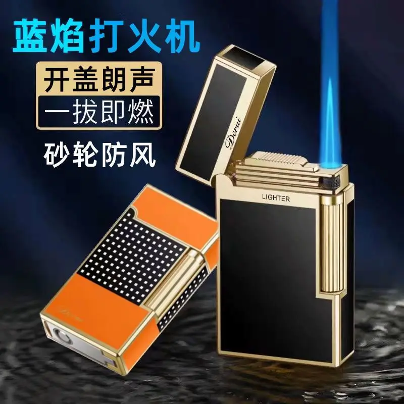 

Straight Charge Inflatable Windproof Lighter Men's Business Side Grinding Wheel Point Cigar Personalized Customized Gift Tide