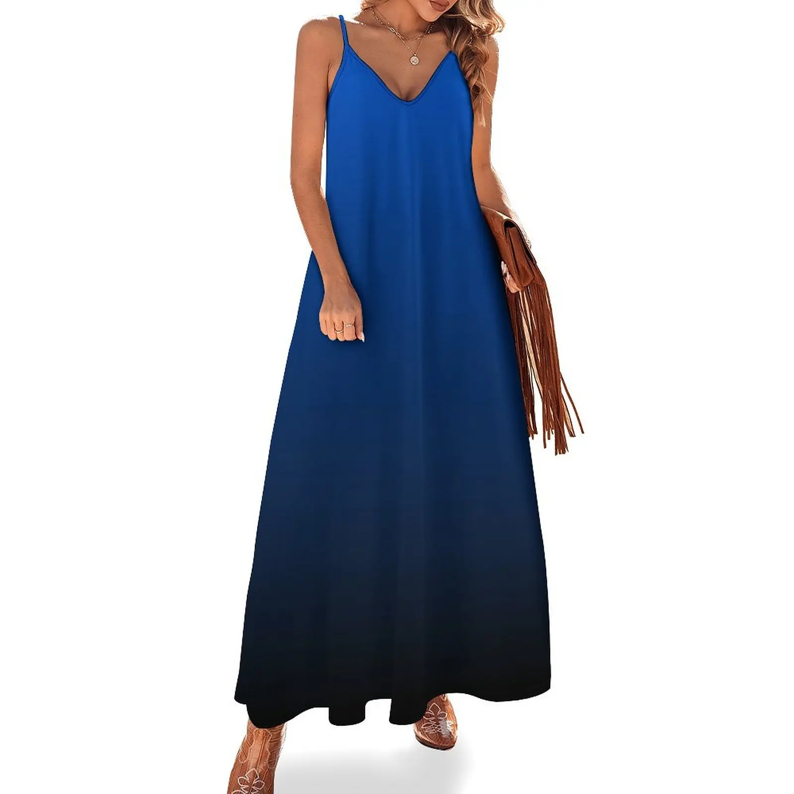 

Blue to Black Ombre Gradient Sleeveless Long Dress elegant and pretty women's dresses summer dress Dress