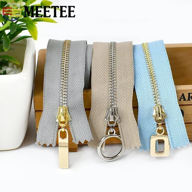 3Pcs Meetee 3# Metal Zippers 15/18/20/25/30cm Close-end Zips Auto Lock Zipper for Clothes Bag Pocket Zip Closure Sewing Material