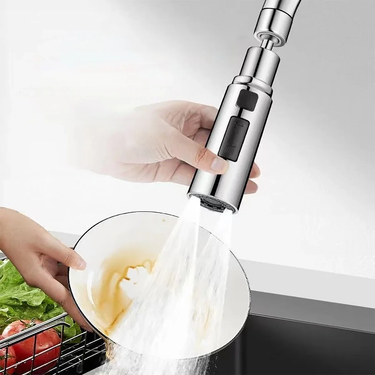 Pulvérisateur de robinet de cuisine 360 °   Robinet rotatif 3 Modes salle de bains pulvérisateur anti-éclaboussures robinets de cuisine anti-éclaboussures robinet Booster