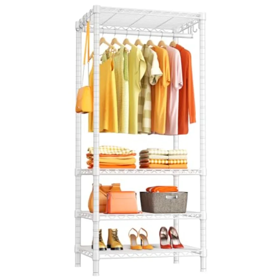

Portable Closet 4 Tiers Freestanding Clothing Garment Rack for Small Space Metal Clothes Wardrobe System for Bedroom 23.6" W x