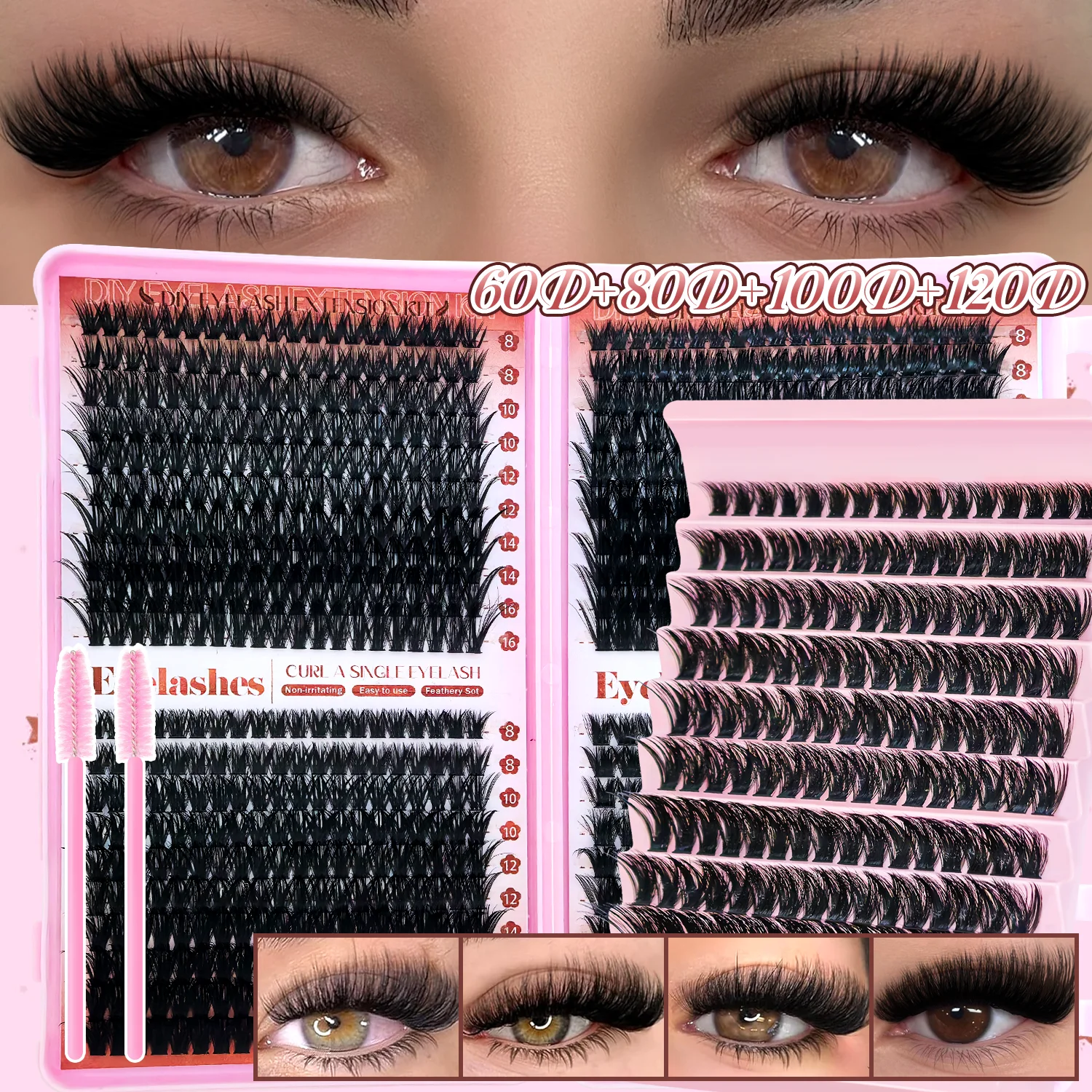 200/700 Stück Dicke Wimpernbüschel 9-16 mm Gemischte Längen D-Curl Cluster Künstliche Wimpern für Anfänger Perfekt für den Heimgebrauch