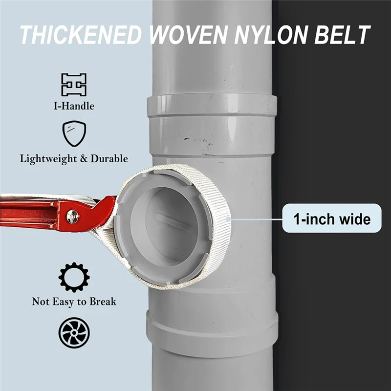

F-T 12 Inch Thick Canvas Belt Filter Wrench Adjustable Belt Wrench Die-Cast Aluminum Handle Multi-Function Removal Tool