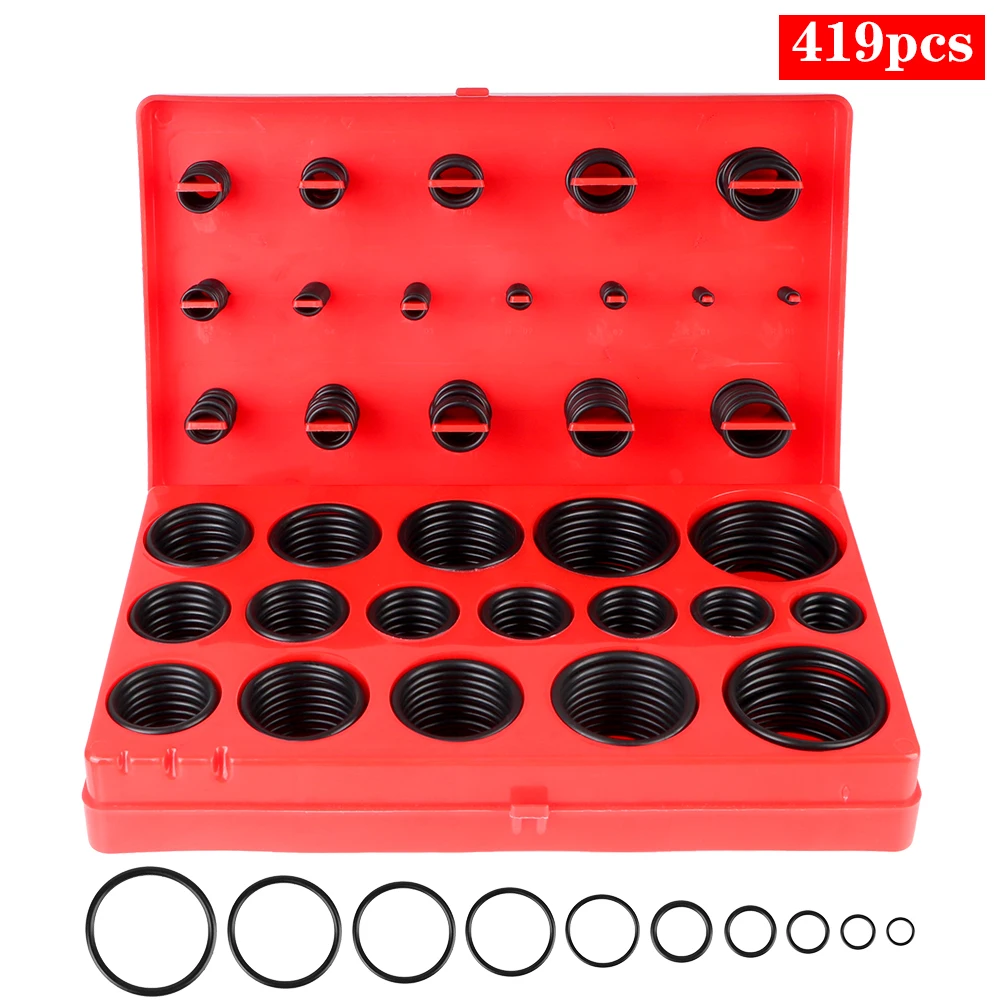 419PCS Buna-N Gasket Sealing Replacement O-Rings 32 Metric Sizes Rubber Sealing O Ring Assortment Kit Car Accessories Universal