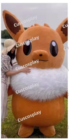 زي التميمة Flareon القابل للنفخ للبالغين، شخصية لطيفة، تميمة النار، زي حفلة الهالوين الفاخر بدون بطارية #4