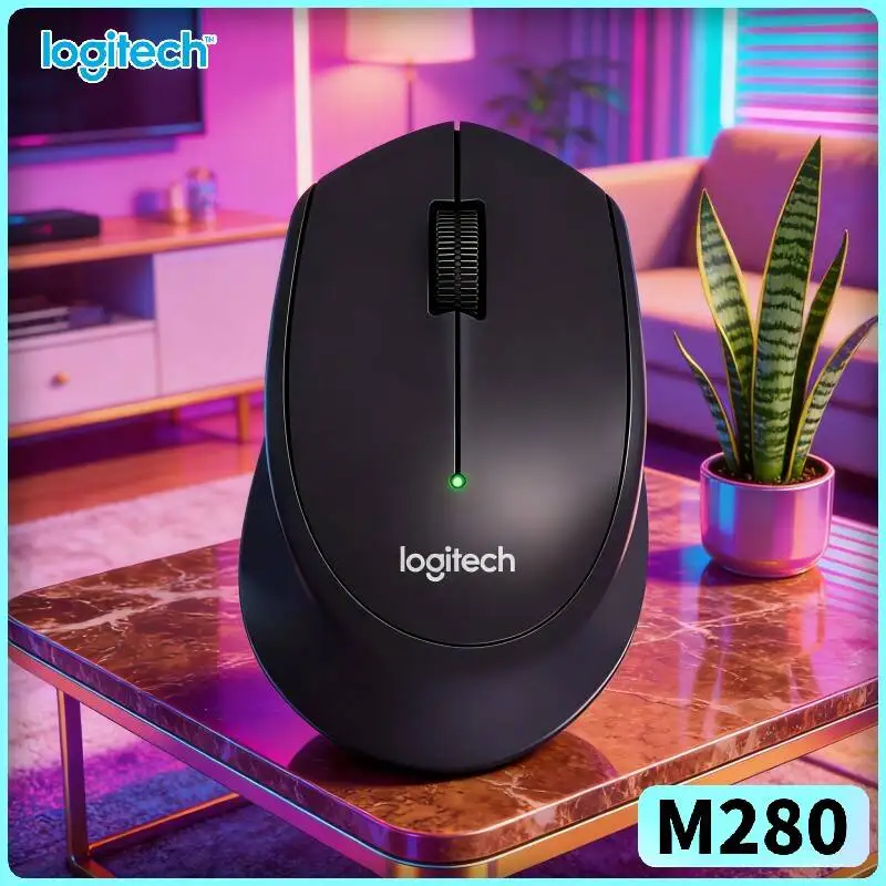 Logitech M280 Ergonomic Wireless Mouse Comfort Grip Pads 2.4GHz Nano Dongle 10m Range for Home PC Linux Mac