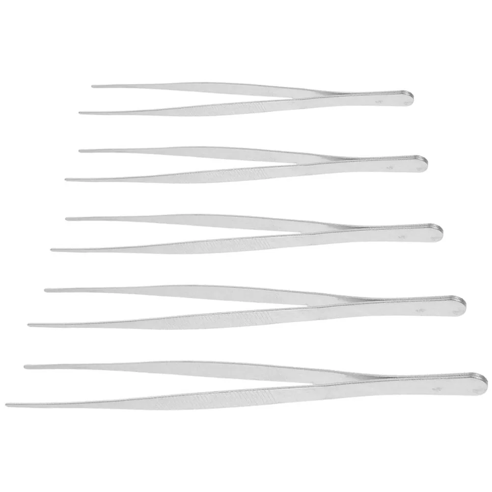 

5pcs Industrial Repair Tweezers Stainless Steel Non-Slip Tea Clips Durable Garden Tool Metal Cup Clamp Bonsai Decorative Clip