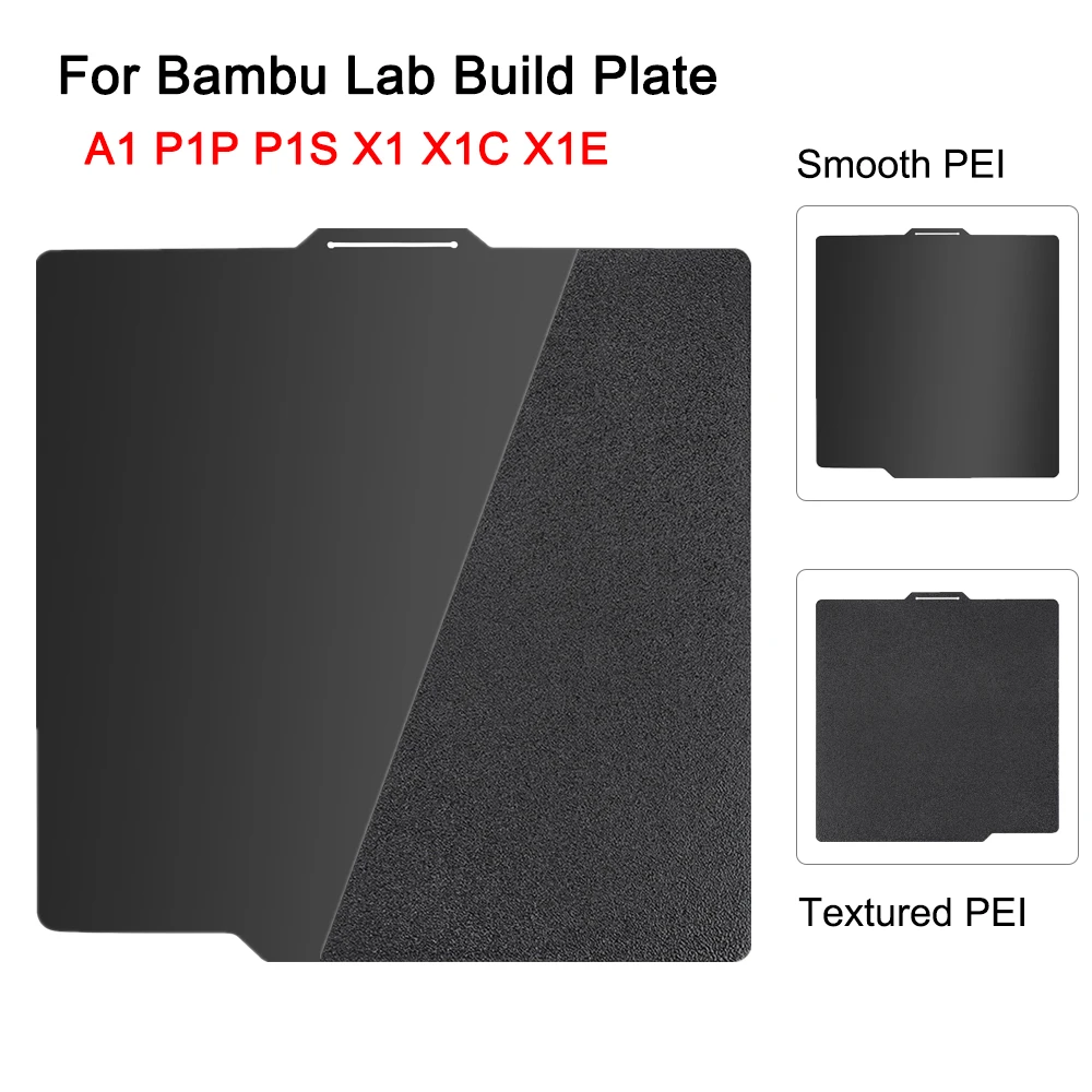 

Двусторонняя пластина PEI для Bambu Lab A1 P1P P1S X1 X1C Сборная пластина 257x257 мм, гладкая текстурированная PEI Bambulab P1P с подогревом