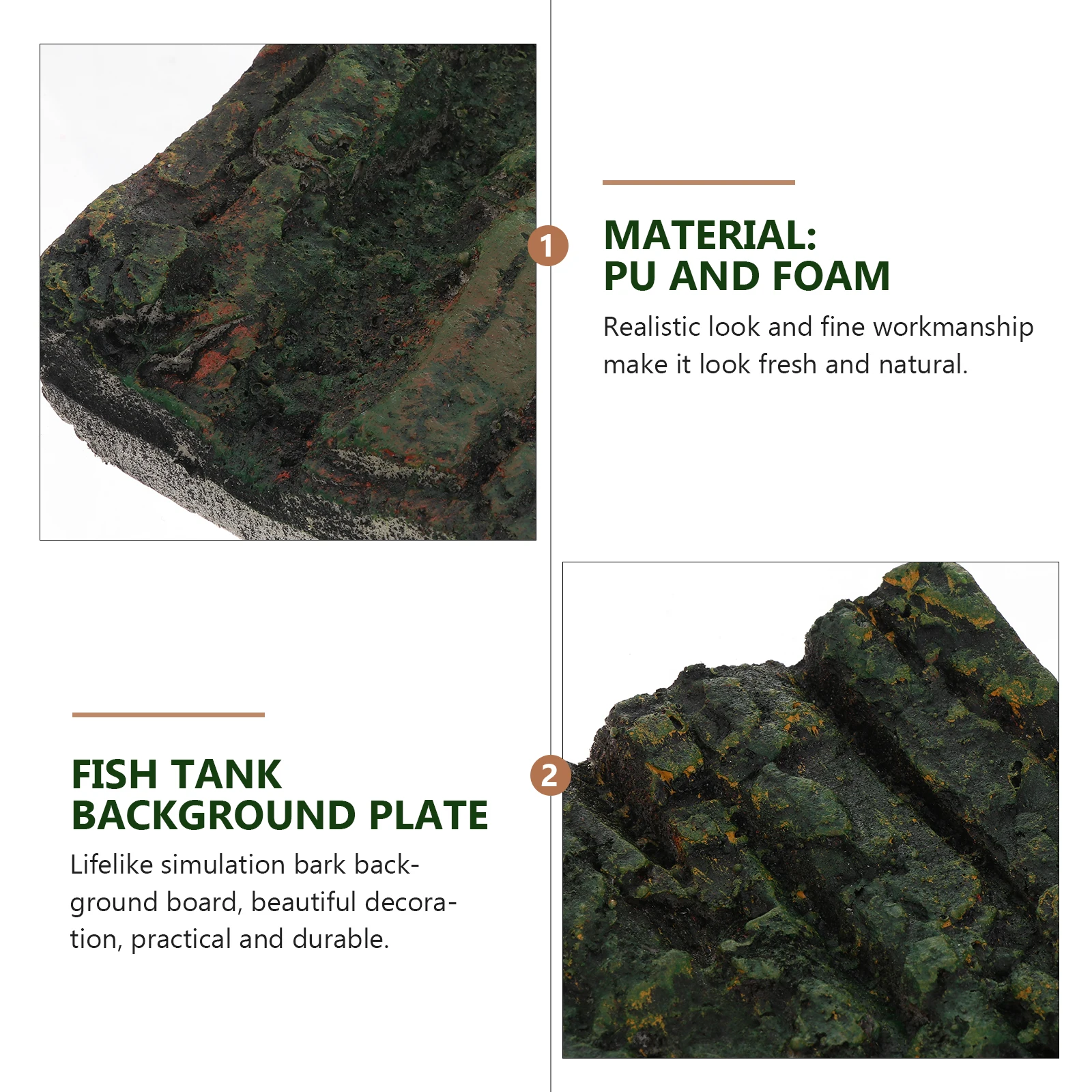 

Premium PU Foam 3D Background Board for Fish Tank Aquarium Decorative Tortoise Vivarium Emulation Bark L scaping Props Simulated