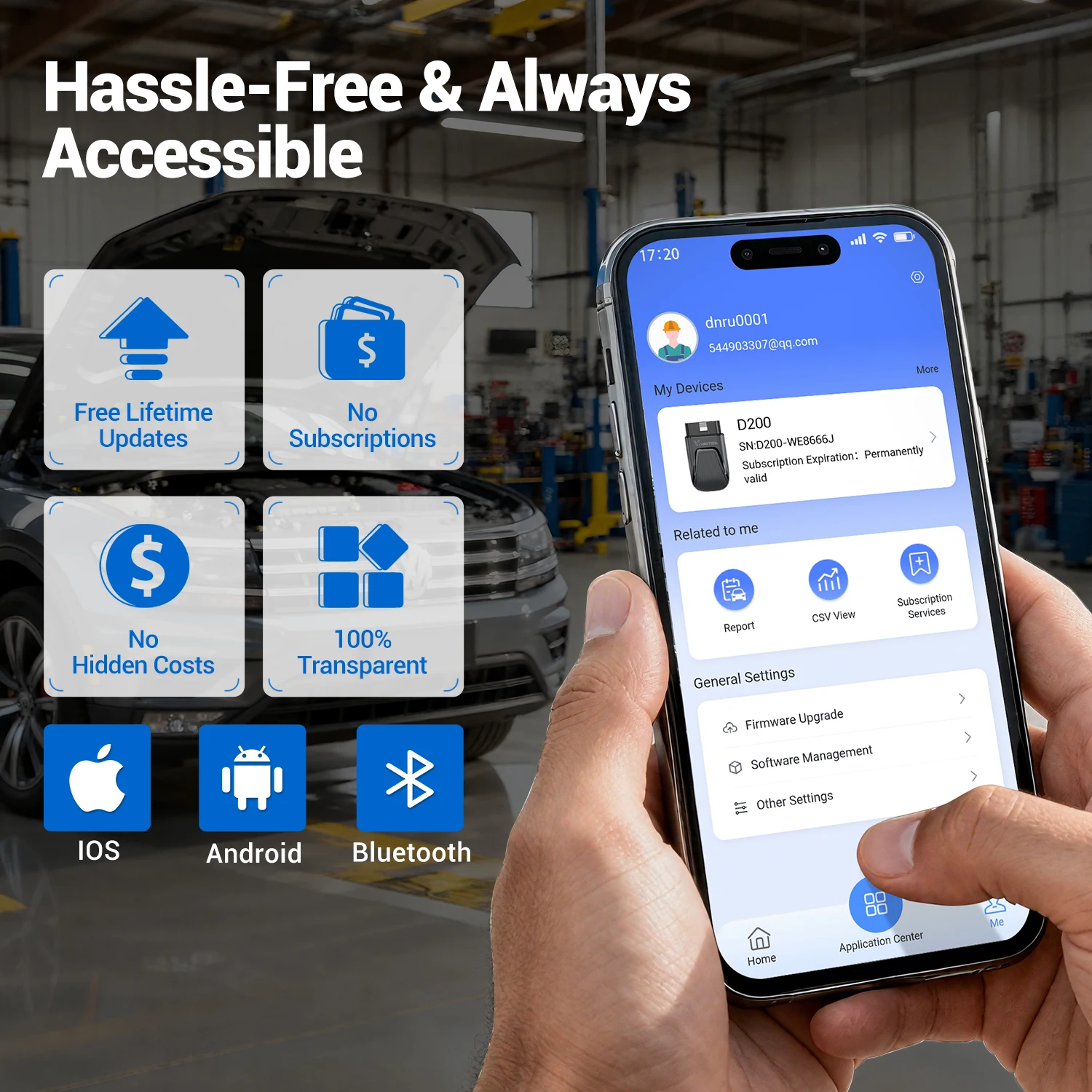 Picture 8: VDIAGTOOL D200 Car Bidirectional OBD2 Scanner for iOS Android BT Diagnostic Tool Wireless Code Reader for All System Diagnostic Scan Active Test with 23+ Resets Lifetime Free Updates FCA AutoAuth CANFD