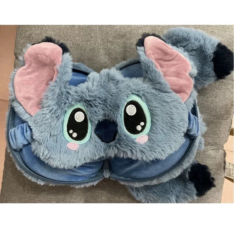 Disney Stitch Travel Neck Pillow With Eye Mask Multi-fuction Cartoon Alien Anime Comfortable Blackout Sleeping Headrest