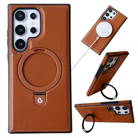 Leather for Magsafe Case For Samsung Galaxy S 25 S25 S24 Ultra S22 S23 Plus A55 A15 Luxury Protection Magnetic Holder Back Cover