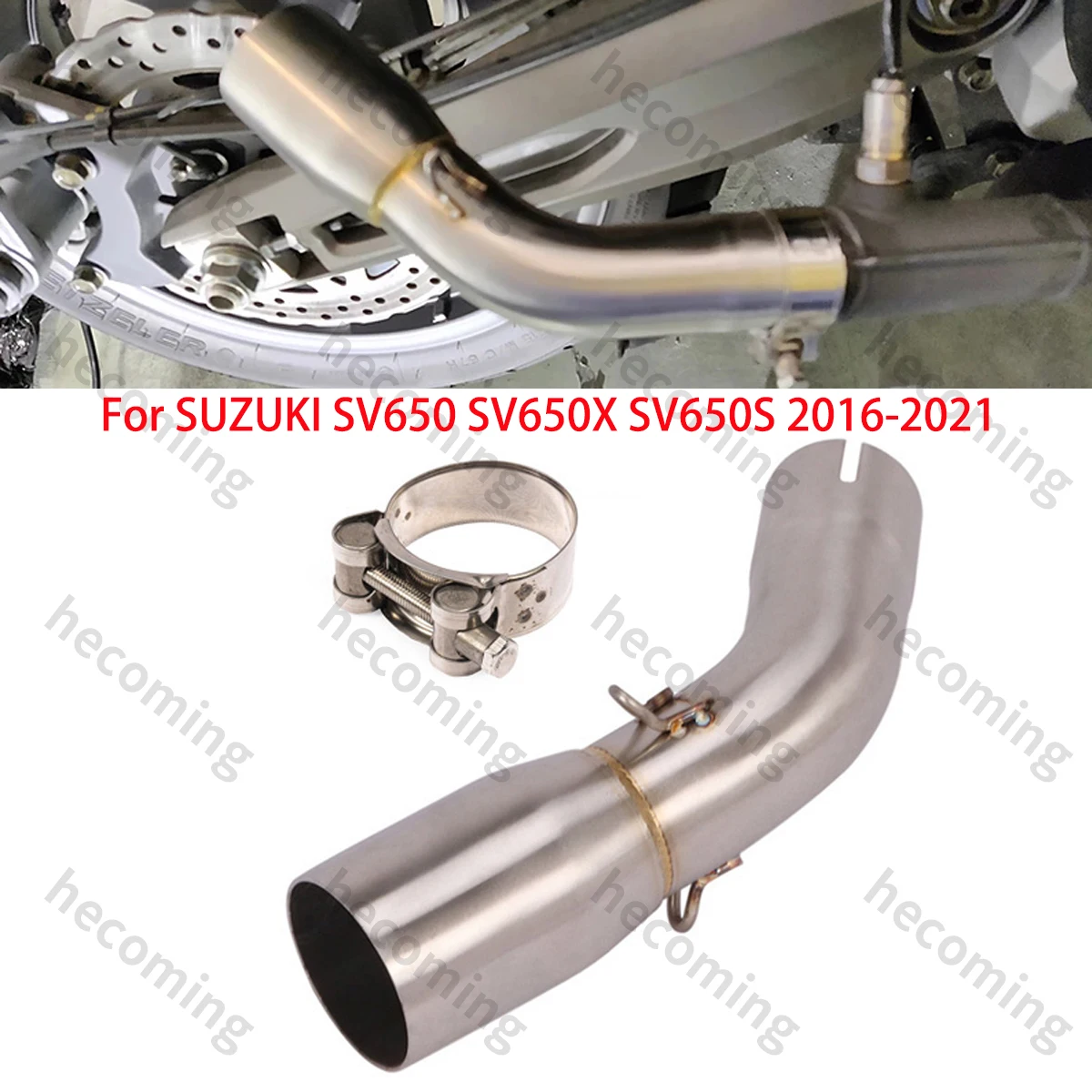 

For Suzuki SV650 2016-2023 Slip On Exhaust Middle Link Pipe Escape Muffler Tube SV650 Exhaust System
