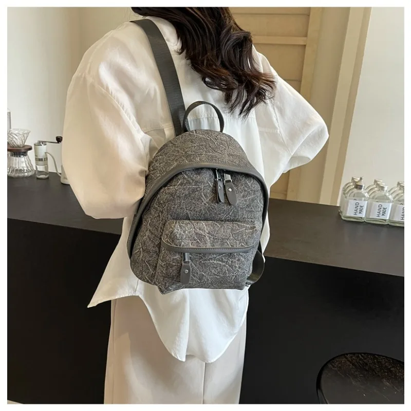 Mochila De tela vaquera para mujer, morral de gran capacidad y alta calidad, superfresco, versátil, a la moda, novedad de 2024