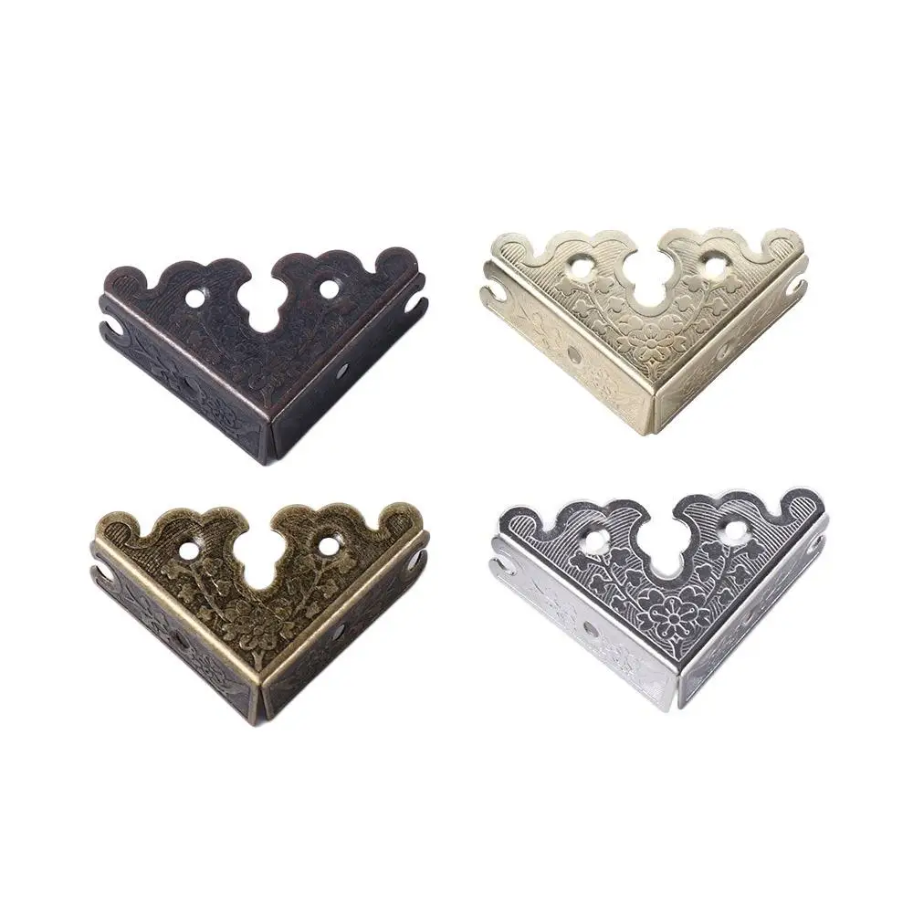 4Pcs with Nails Jewelry Box Edge Cover Corner Guard Decorative Protectors Corner Brackets Furniture Hardware Corner  Protectors