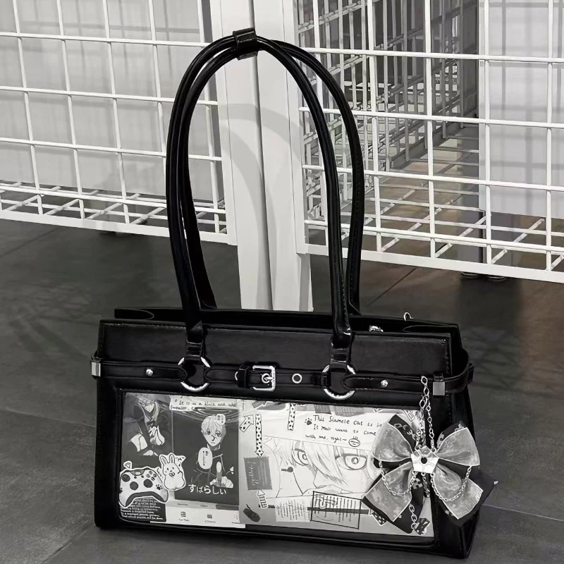 Ita-Tasche mit transparentem Sichtfenster, japanische Lolita-Mädchen-Umhängetasche, Handtasche mit großer Kapazität, süße Anime-Tragetasche – Detail 4