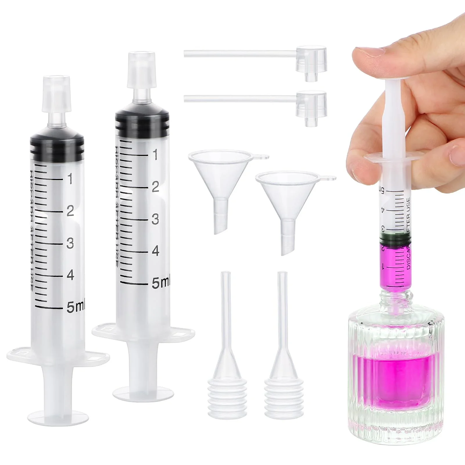 5ml perfume replenishment tool set, 8-piece plastic transparent perfume dispenser transfer tool set, perfume funnel cosmetic dis