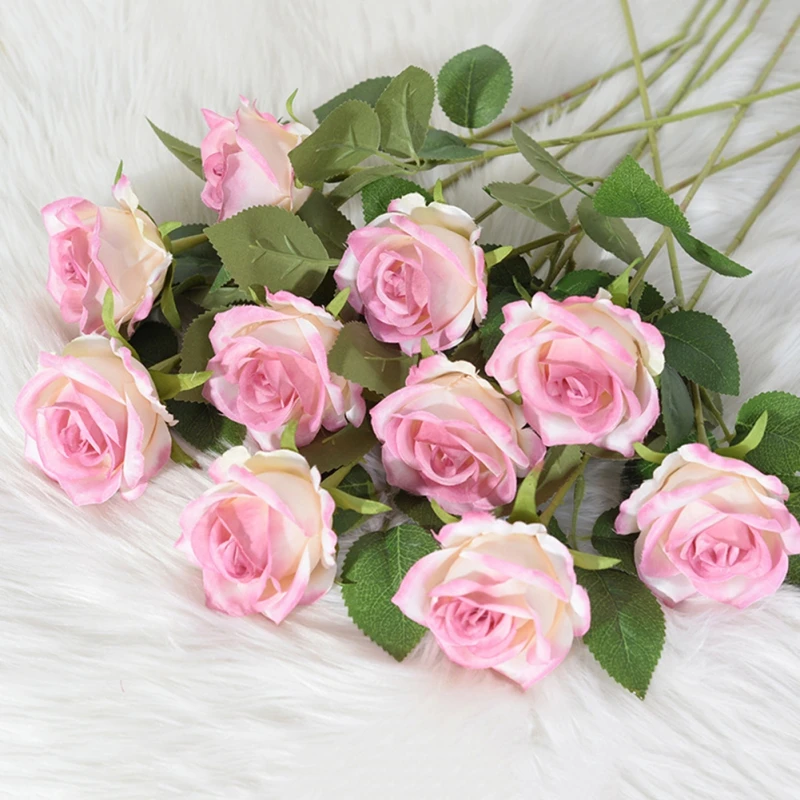 Artificial Roses Flowers Single Heads for Flower Arrangement Faux Silk Rose for Valentine's Day Parties and Wedding Home Decor