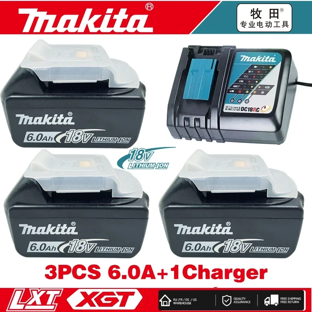 

100% подлинная батарея Makita 5Ah/6Ah//5Ah для Makita 18 В BL1830B BL1850B BL1850 BL1840 BL1860 BL1815, сменная литиевая батарея