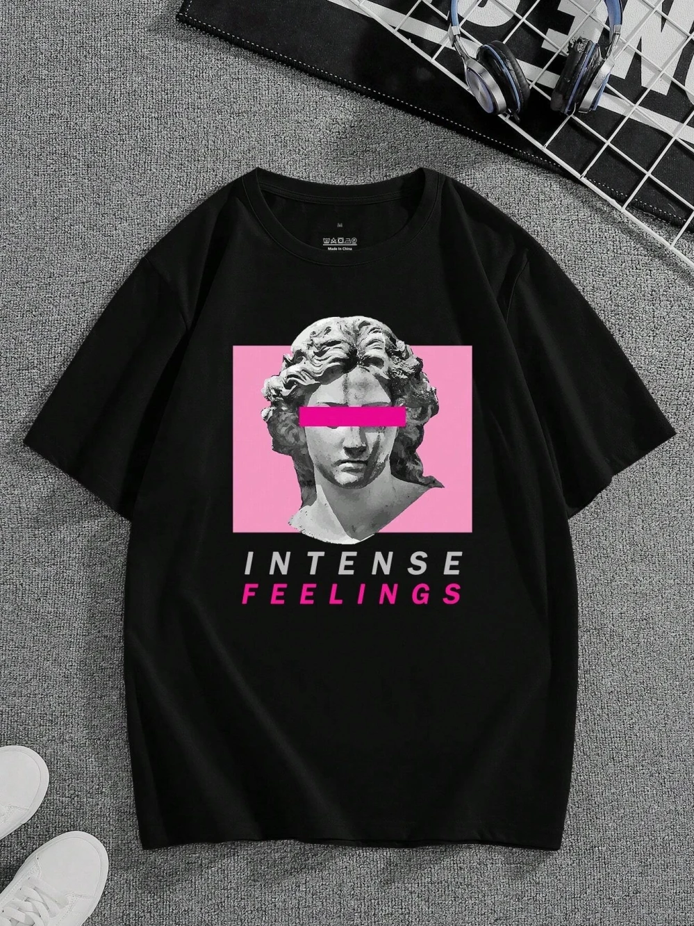 Intense Feelings Parody Sculpture Art Print Clothes Men Oversize Breathable T Shirt Summer Loose Casual Short Sleeve Cotton Tee