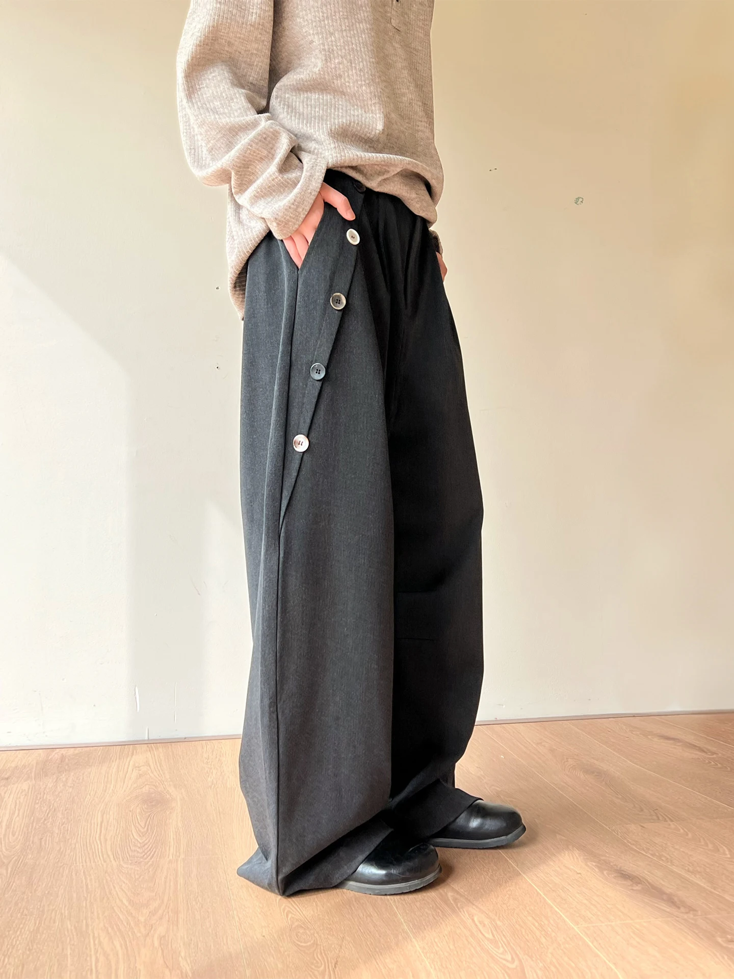 Calças de Perna Larga com Dois - Men'S Fashion Trousers avaliação e preço