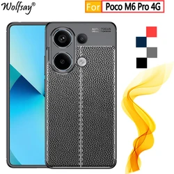 For Xiaomi Poco M6 Pro Case For Poco M6 Pro 4G Bumper Anti-knock Rubber Housings Leather Silicone Back Case For Poco M6 Pro Case