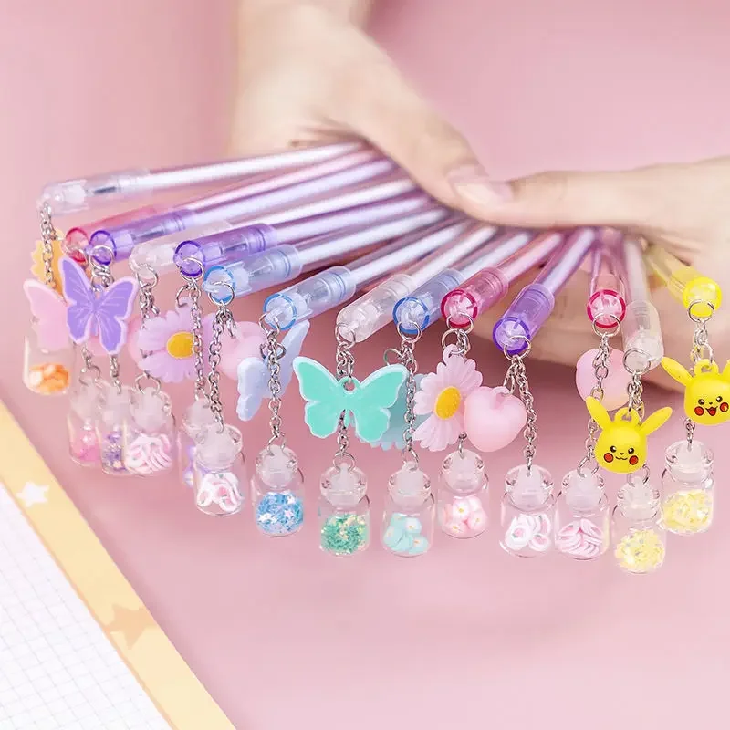 

10 шт./лот, милая кавайная подвеска-бабочка, гелевая ручка 0,5 мм, черные гелевые чернила, нейтральная ручка с рисунком Дейзи, школьные и офисные канцелярские принадлежности, подарки