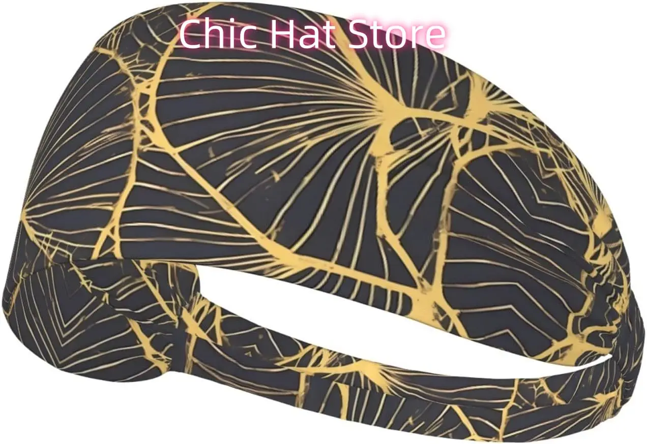 

Golden Leaf Elastic Exercise Headband, Fitness Exercise Yoga Cycling Headband, Outdoor Sports Elastic Sweat-Absorbing Headband,