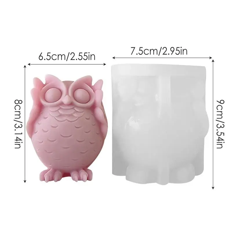 Stampo in silicone 3D gufo Stampo in silicone flessibile Stampo per sapone Stampo per colata in resina a rilascio facile Stampo per candele per resina di gesso per barra di sapone