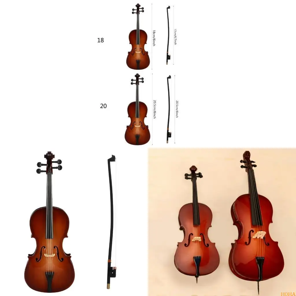 N0HA Modelo adorno instrumentos musicales modelo violonchelo coleccionable Artículo arte con soporte