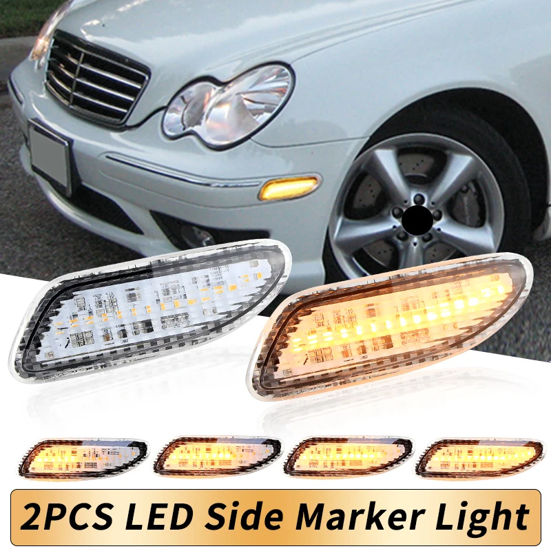 

2PCS LED Front Side Marker Lights Canbus For Mercedes-Benz W203 C230 C240 C280 C320 C350 C55 2001-2007 Turn Signal Fender Lamps