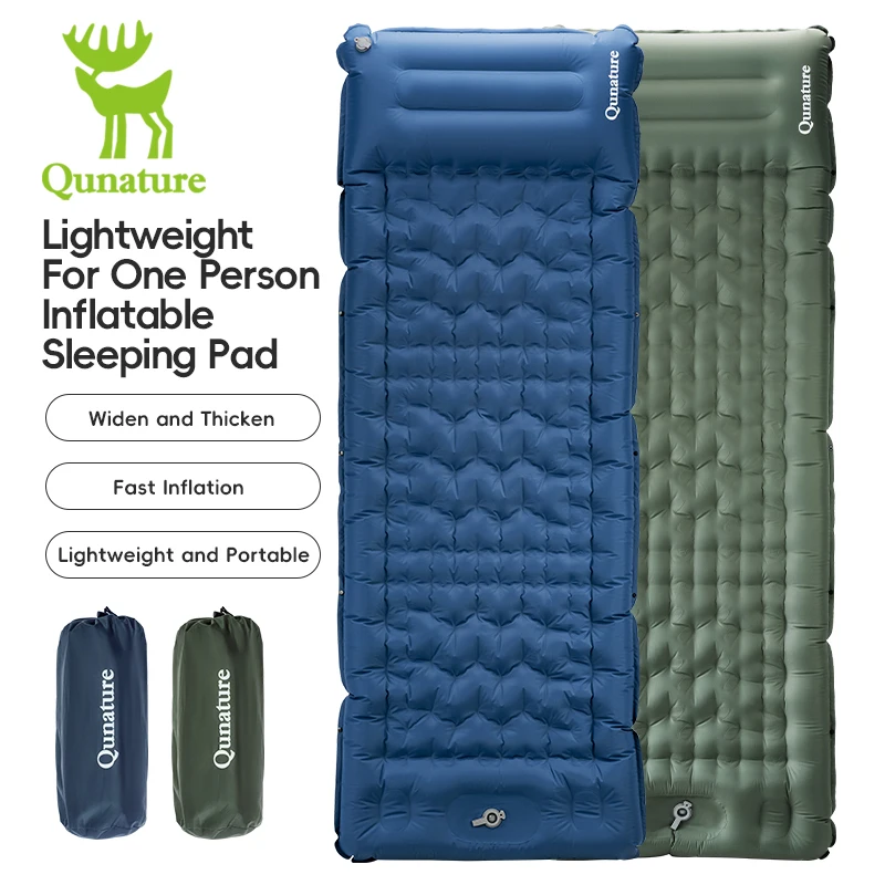 

Qunature Outdoor Camping Inflatable Mattress Sleeping Pad Ultralight Hiking Waterproof One person Pad Foldable Sleeping Mattress