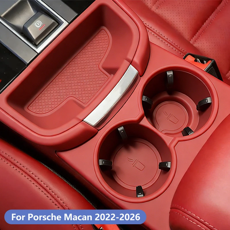 

Silicone Center Console Storage For Porsche Macan 2022 2023 2024 2025 2026 Car Cup Holder Coasters Central Organizer Accessories