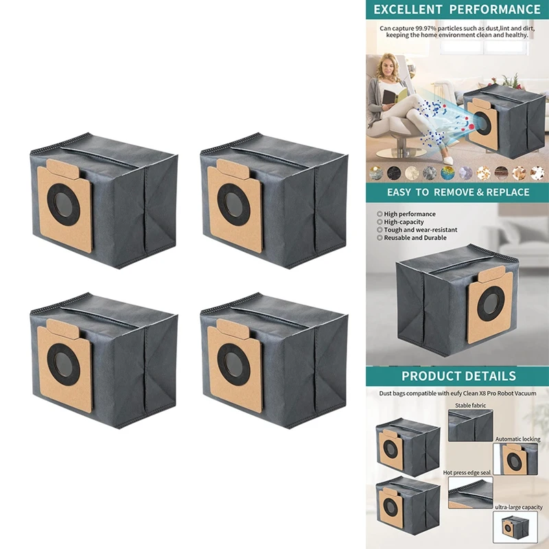ถุงเก็บฝุ่นสำหรับ eufy X8ทำความสะอาดแบบมืออาชีพอะไหล่ทดแทนหุ่นยนต์ดูดฝุ่นสำหรับทำความสะอาด