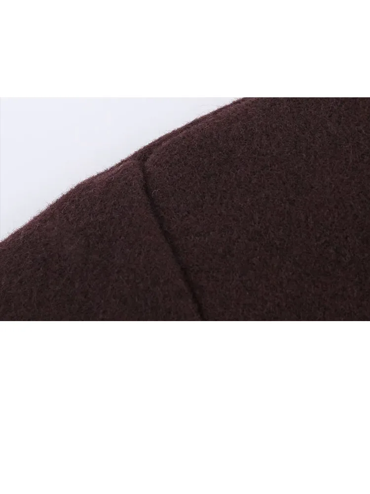 

HH Женская зимняя мода с круглым вырезом, однобортный, с прямым карманом и поясом, длинная куртка, женское уличное повседневное шерстяное длинное пальто