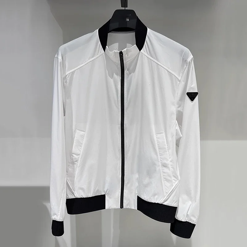 Summer 2024 Golf Men's Zip Stand Collar Jacket Quick Dry Casual Thin Trench Coat Long Sleeve Jacket