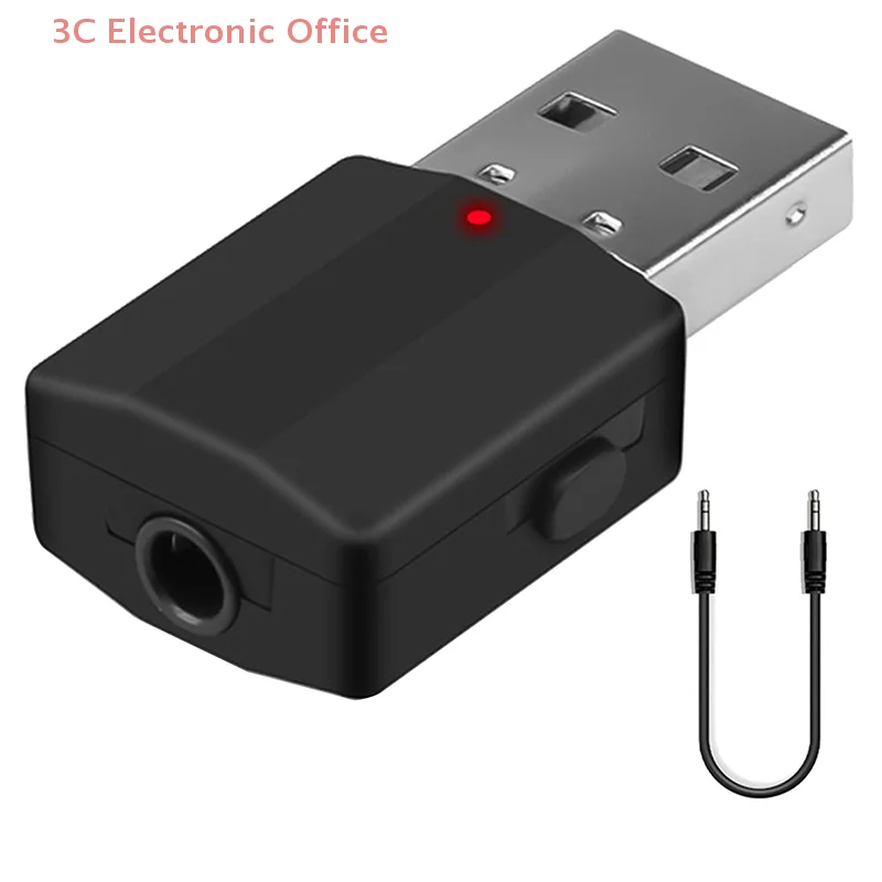 USB Bluetooth 5.0 Adapter Wireless Audio Receiver Transmitter For Car PC TV 3.5mm Jack 2 In 1 Converter Plug Play Stereo Sound