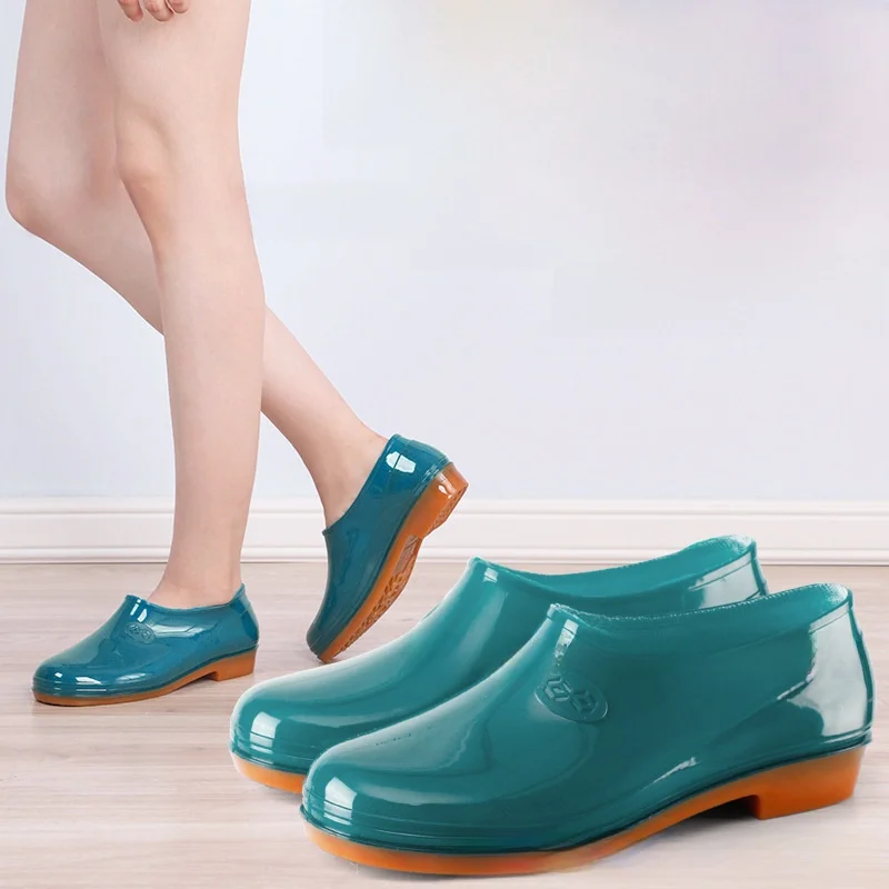 

Women's Low-Top Spring Rain Boots Slip-On Kitchen Oxford Bottom Anti-Slip Rubber Shoe Covers Waterproof Shoe Inserts