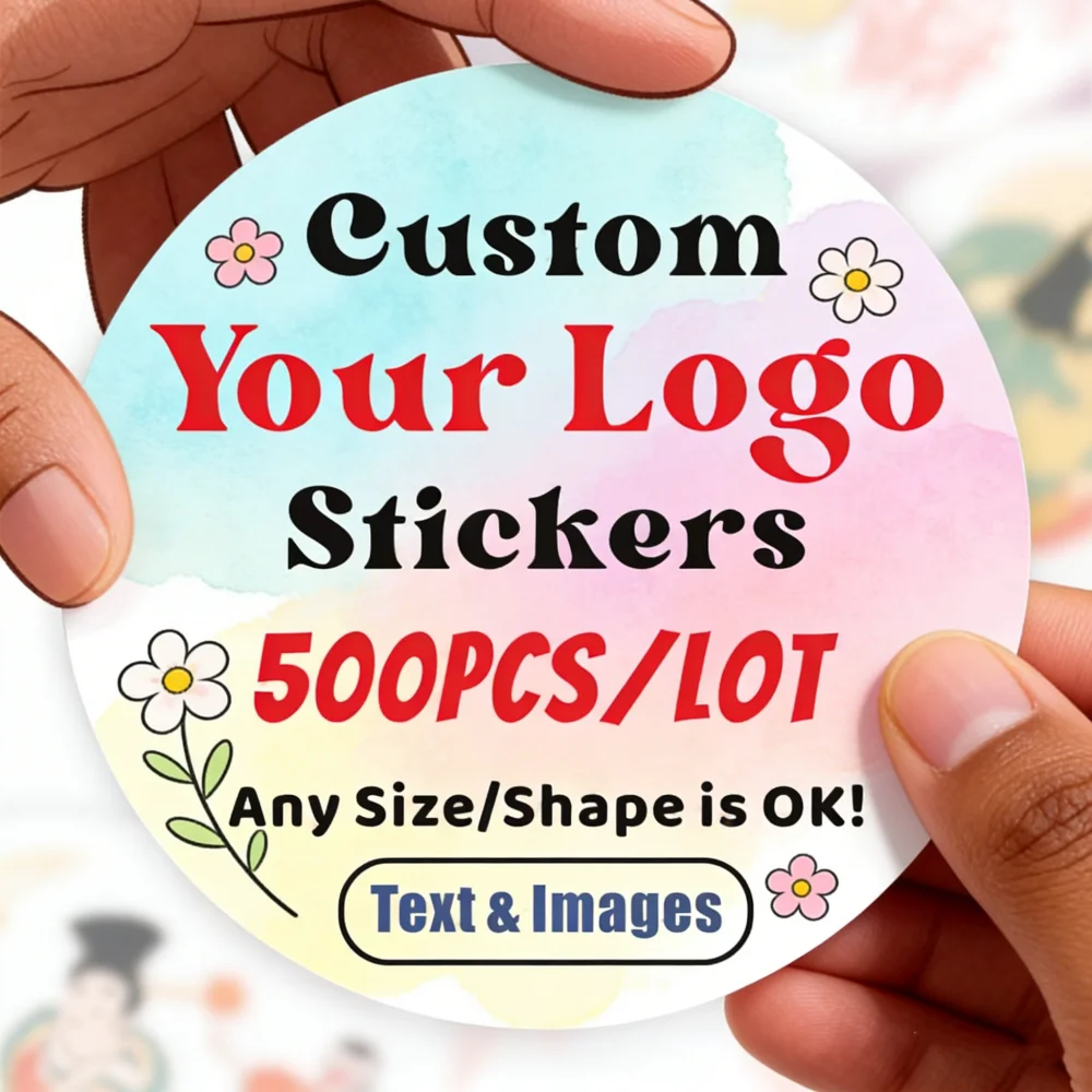 

500PCS Custom Stickers Personalized Stickers Waterproof Custom Logo Labels for Wedding Birthday Gift Box Envelope Packaging