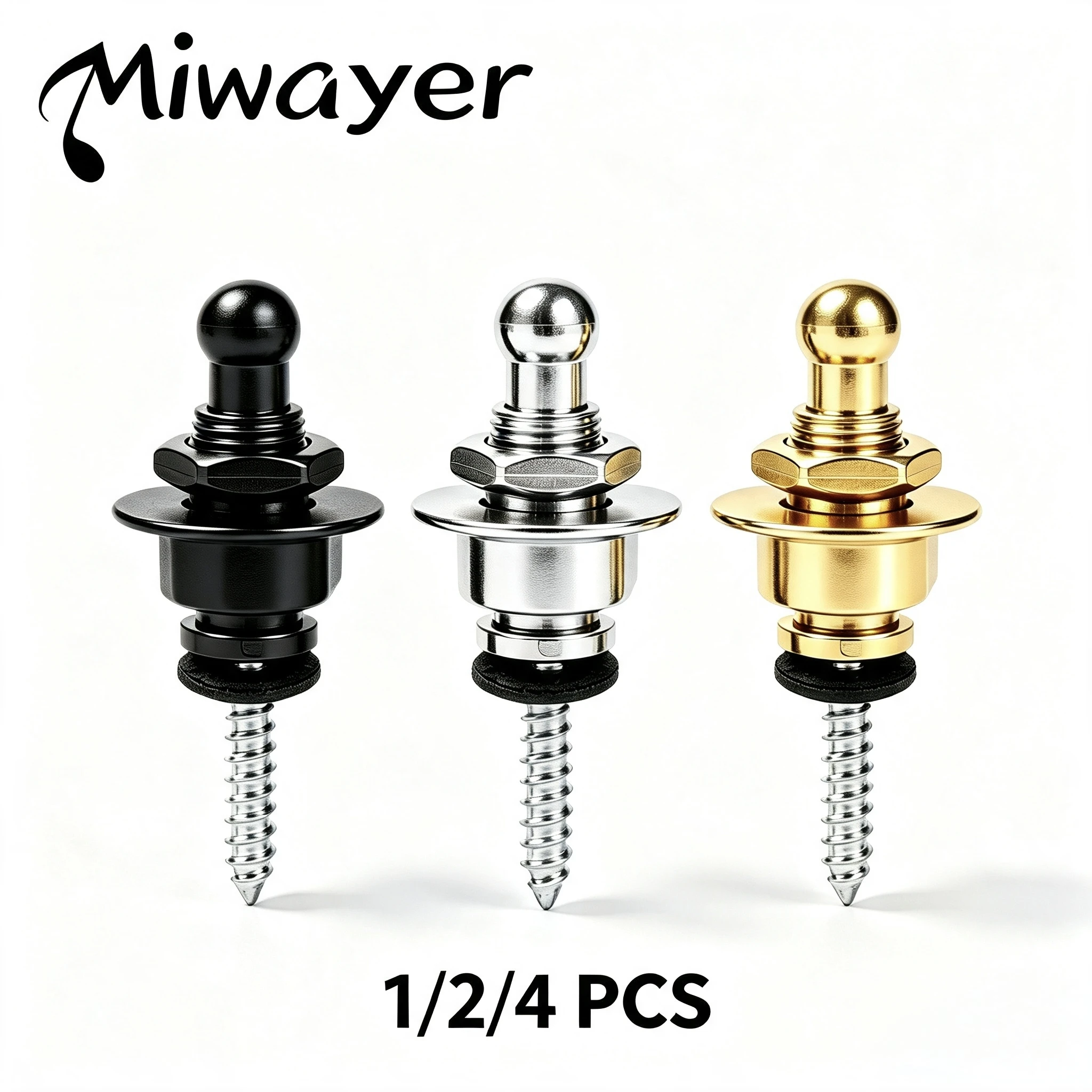 Miwayer 1/2/4Pcs Metal Guitar Strap Locks Anti-Slip Quick Release Locking Pegs End Pins Universal for Electric Acoustic