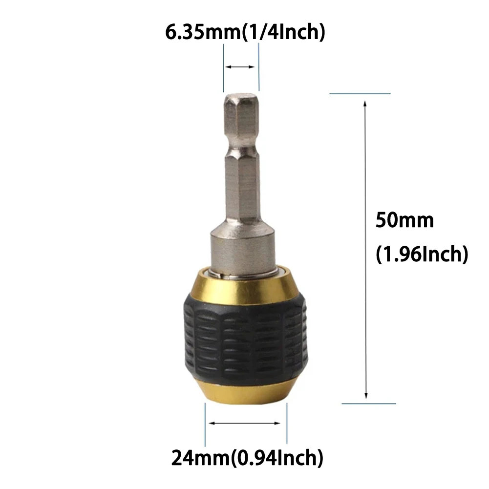 1pc 50mm 1/4 In Hex Handle Quick Coupling Drill Bit Quick Change Adapter Converter Metal For Charging Drill Electric Drill Tool