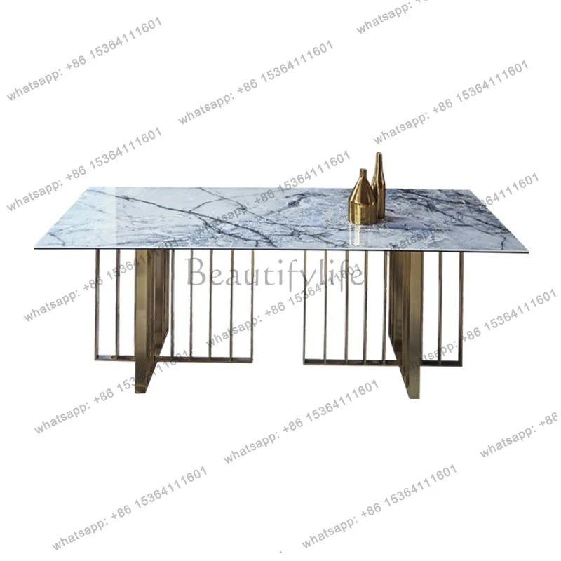 

Italian light luxury glossy slate dining table Rectangular luxury slate dining table