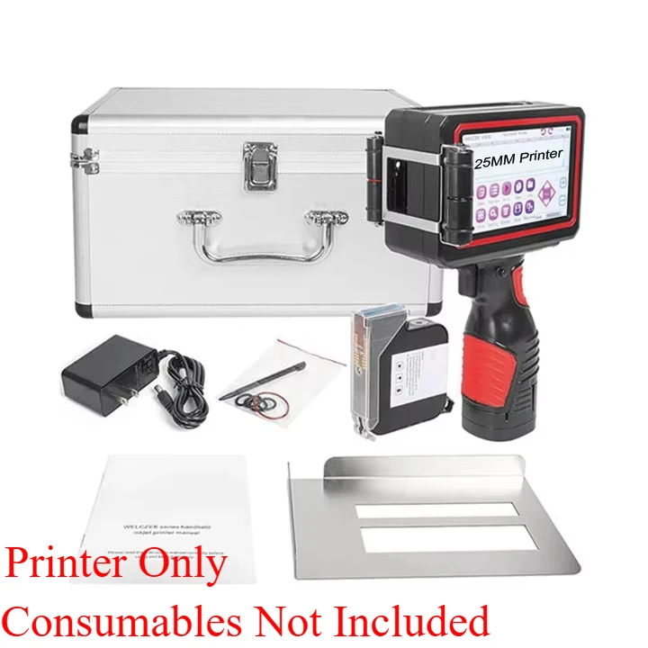 Industrial Handheld Date Batch Coder Low 5W Energy-saving Stable Work 1-25.4mm Fast Dry Ink Plastic Metal Wood Barcode Marking M