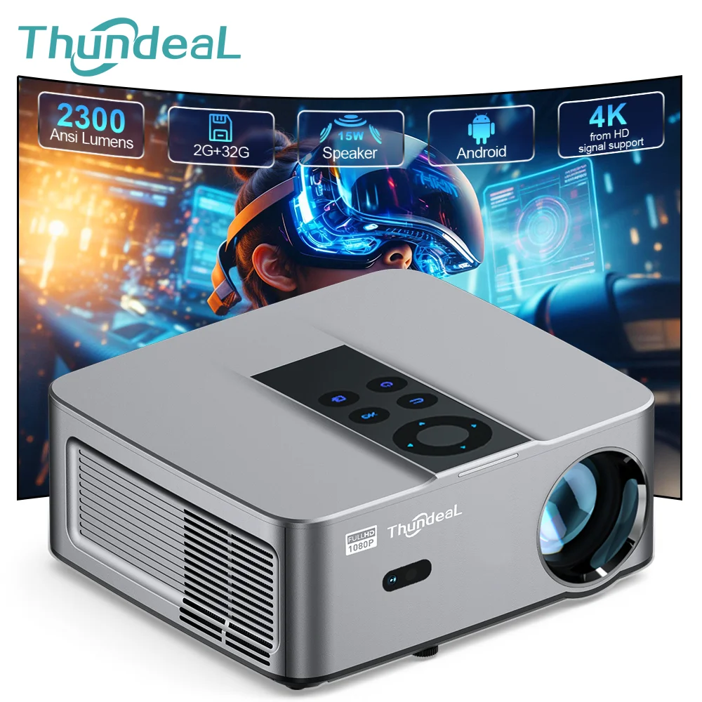 ThundeaL TD98 Mini Full HD 1080P Portable Projector Android 2K 4K WiFi 2G 32G TD98W Mini Smart Video Home Theater Beam Projector