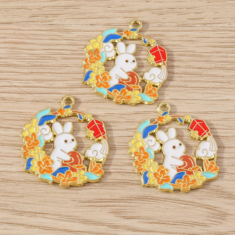 10 Stück Mix Cartoon Tier Kaninchen Charms Emaille Mid-Autumn Festival Charms Anhänger für Schmuckherstellung DIY Ohrringe Halsketten Geschenk – Detail 17