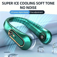 New Summer Portable Mini Hanging Neck Fan Bladeless Neckband Fan Digital Display Power Air Cooler USB Rechargeable Electric Fans