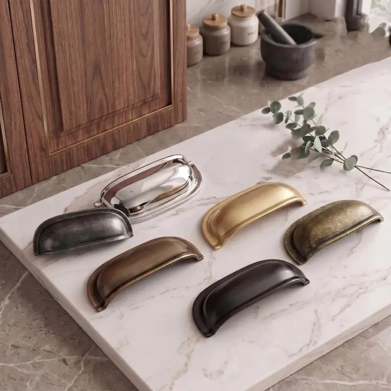 Shell Drawer Handle French Wardrobe Door Handle Nickel Brushed Cabinet Door Pull Kids Room Bookcase Desk Pull Furniture Hardwar